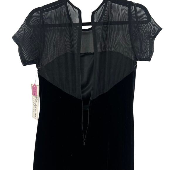 Vintage Betsy and Adam Mesh Top Black Velvet Formal Dress Size 8 Y2K Bedazzled - Picture 8 of 10